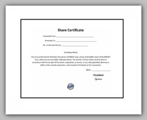 43 Free Share Certificate Template - RedlineSP