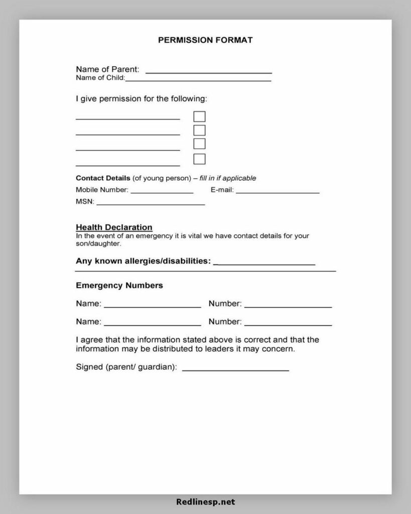 Permission Slip Template 08 – RedlineSP