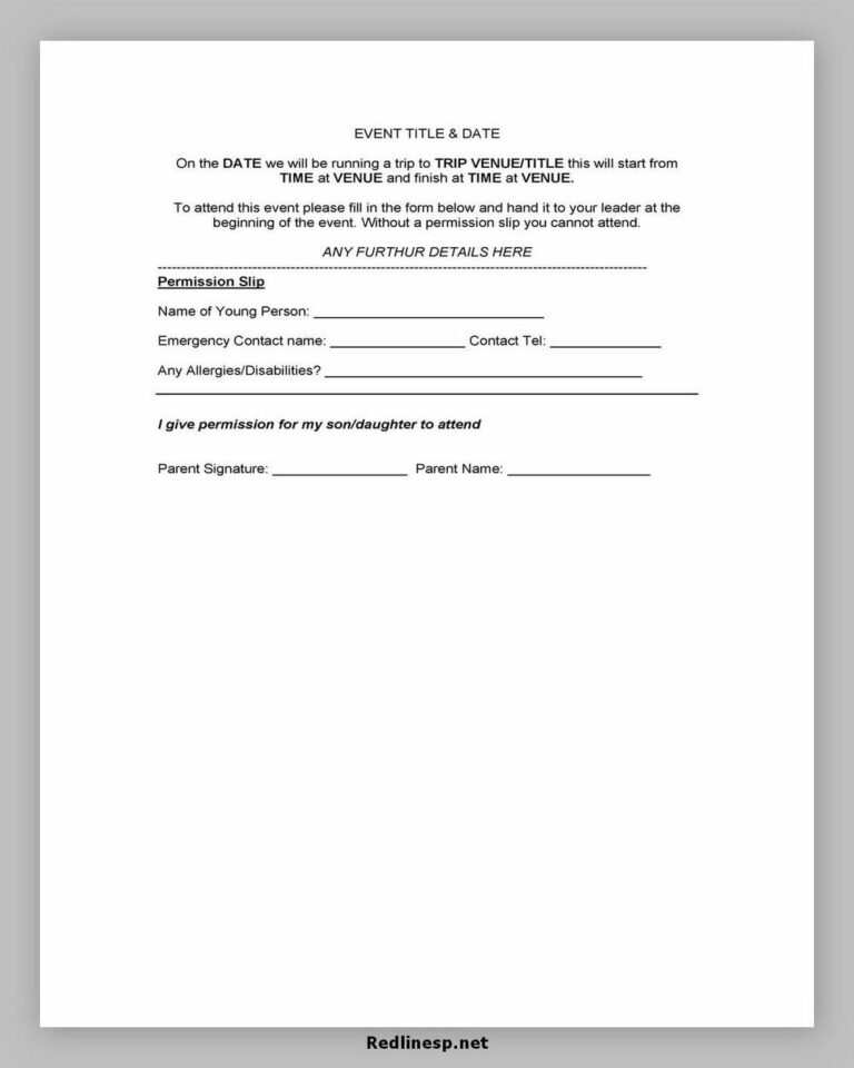 40 Free Permission Slip Template - RedlineSP