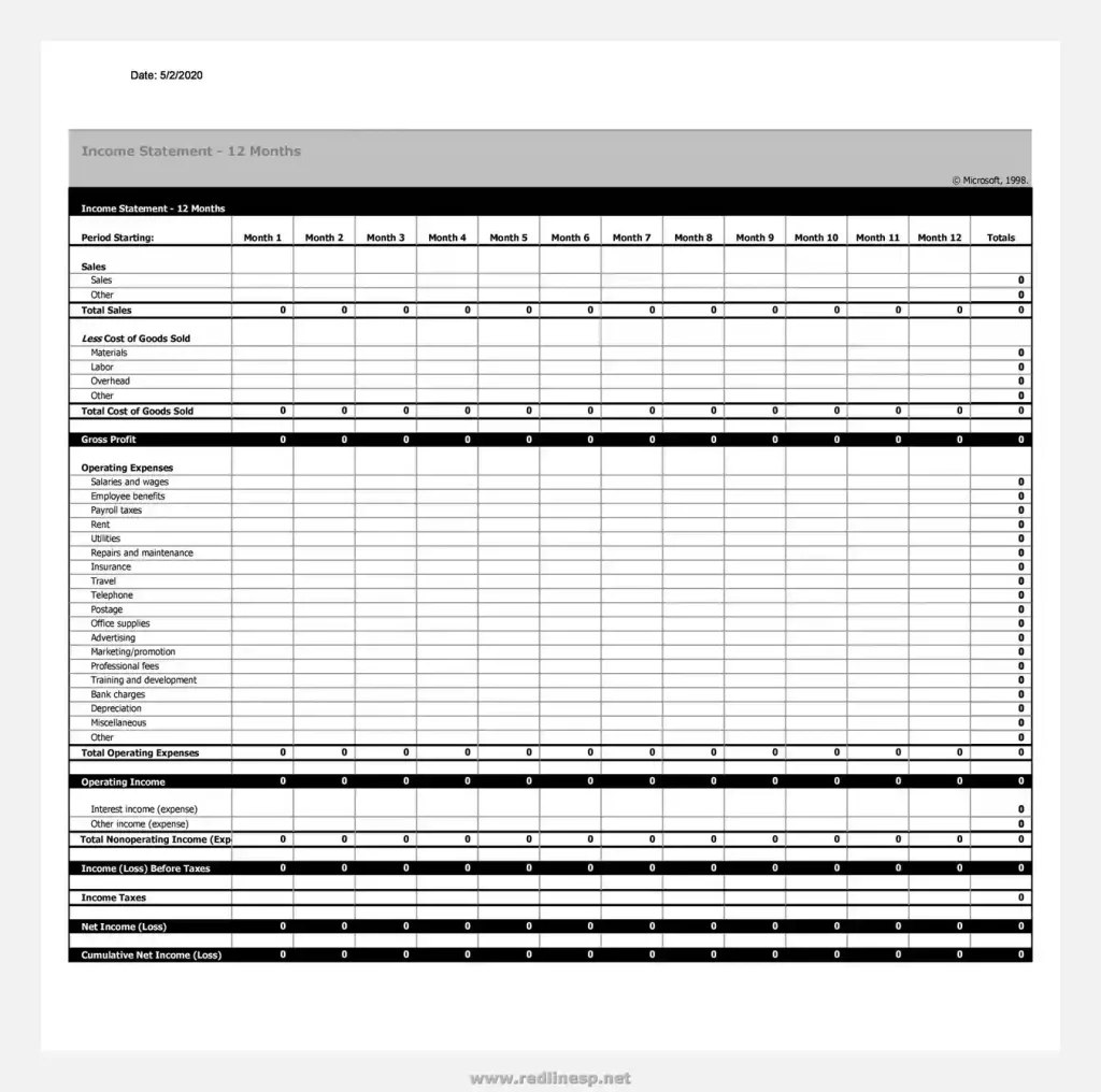 Simple Income Statement Template 05
