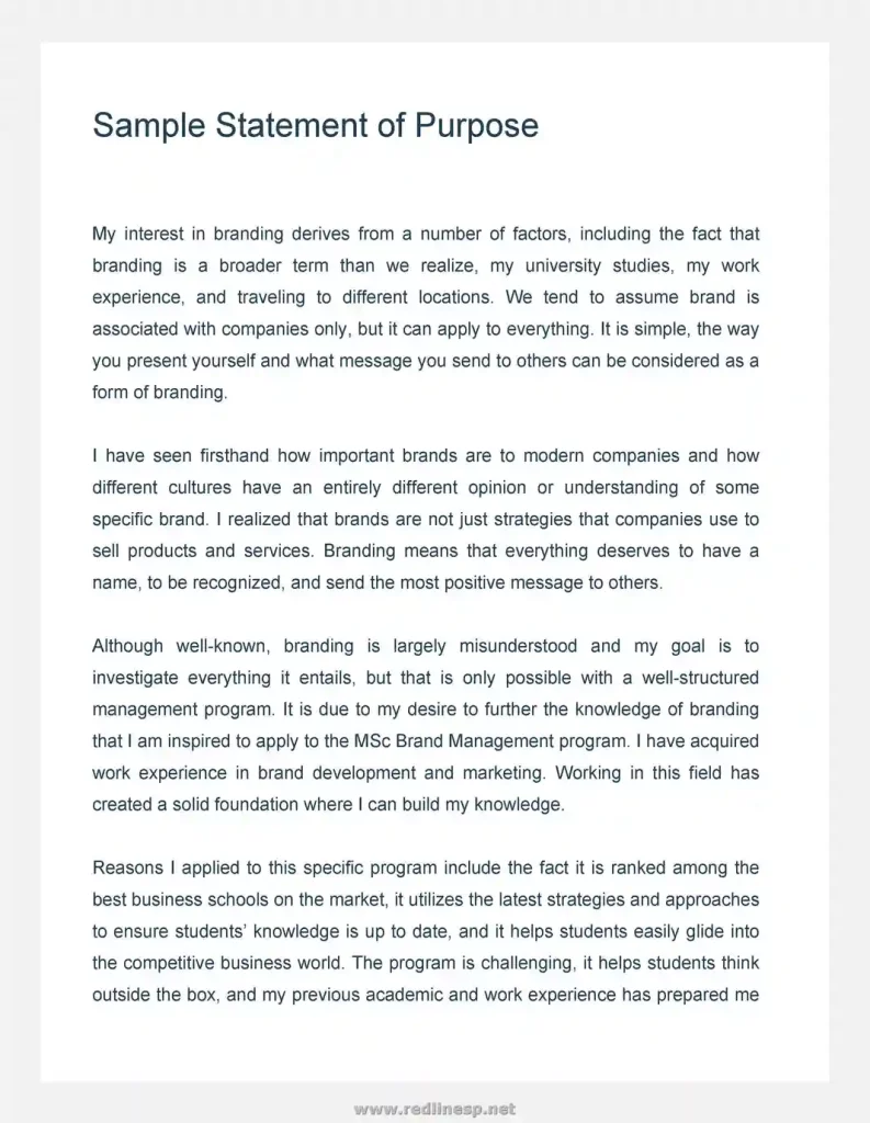 Statement of Purpose Template Word 48