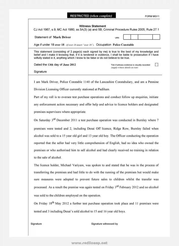 sample witness statement form 08