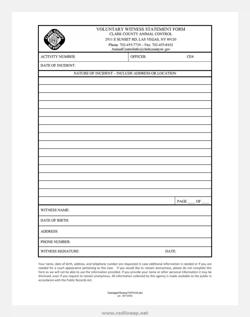 sample witness statement form 14