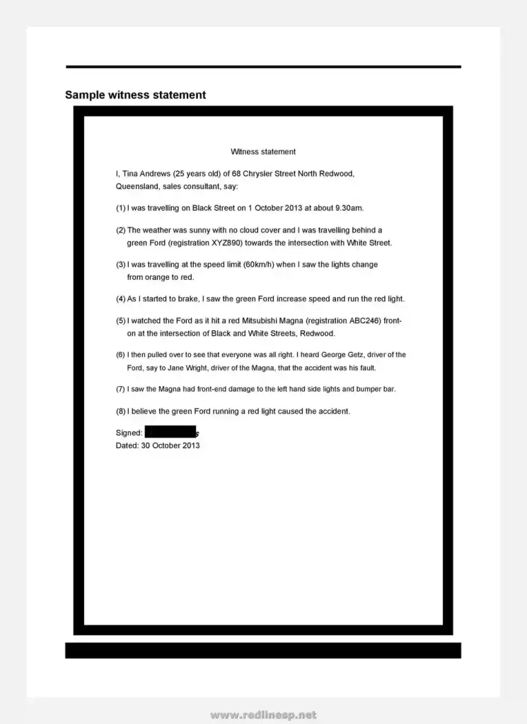 sample witness statement form 30