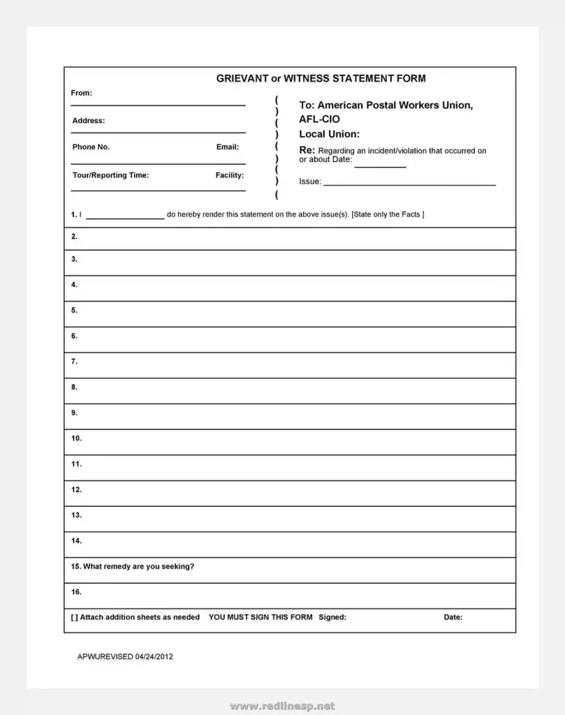 sample witness statement form 37