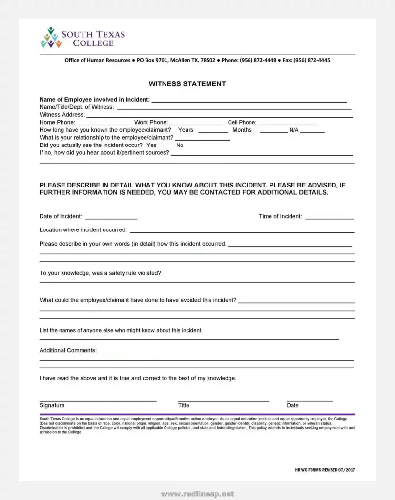 sample witness statement form 46