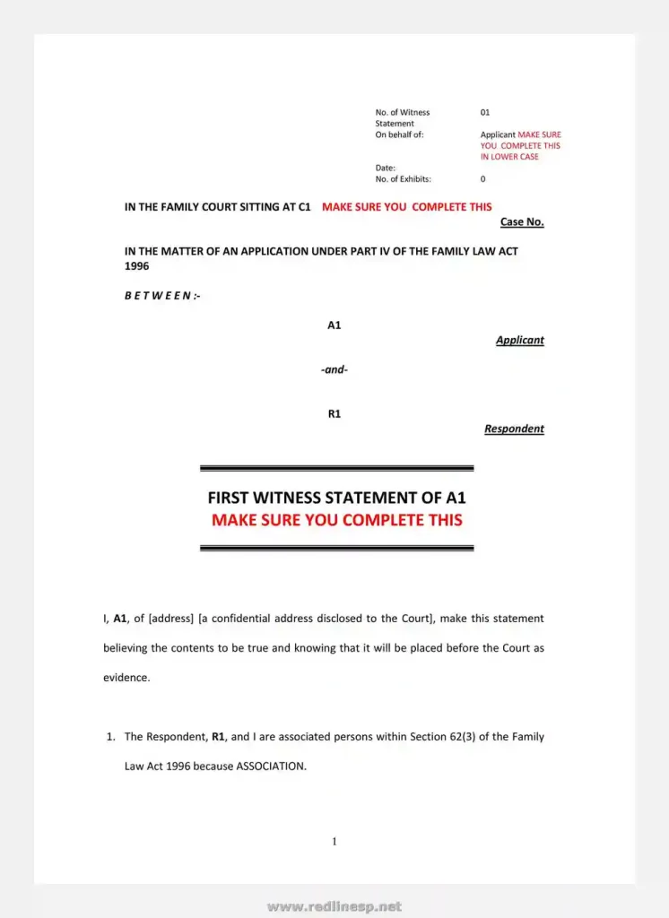 sample witness statement form 47